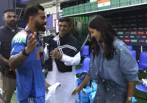 Champions Trophy: Virat-Anushka share a warm hug after Indias title win in Dubai Champions Trophy: Virat-Anushka share a warm hug after Indias title win in Dubai