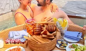 Rakul enjoys ‘floating meal’ with her ‘whole heart’ Jackky in Maldives Rakul enjoys ‘floating meal’ with her ‘whole heart’ Jackky in Maldives