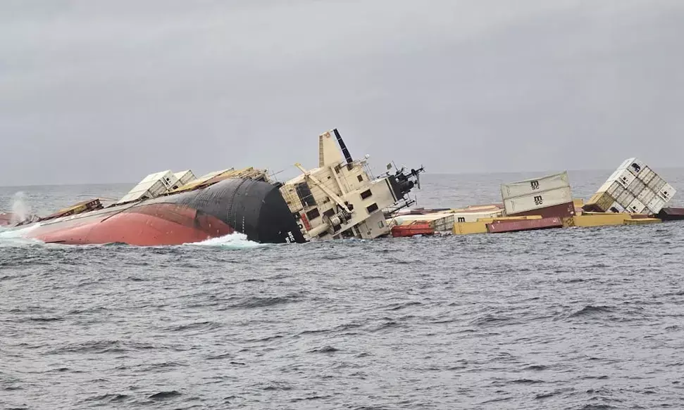 Crew Rescued as Cargo Ship Carrying Hazardous Materials Sinks off Kerala Coast, Raising Environmental Fears
