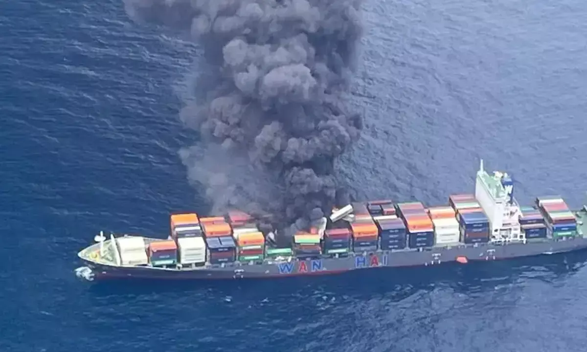 Massive fire erupts on Singapore-flagged container ship off Kerala coast; Navy, Coast Guard launch rescue ops