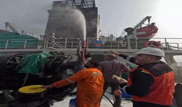 Indian Navy Rescues 14 Crew Members from Burning Tanker in North Arabian Sea Indian Navy Rescues 14 Crew Members from Burning Tanker in North Arabian Sea