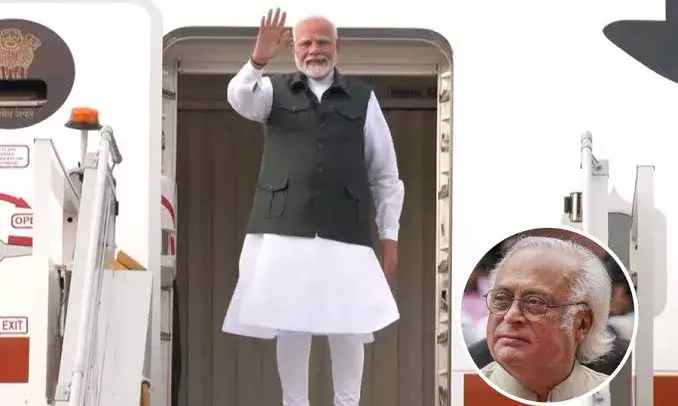 Narendra Modi and Jairam Ramesh (inset)
