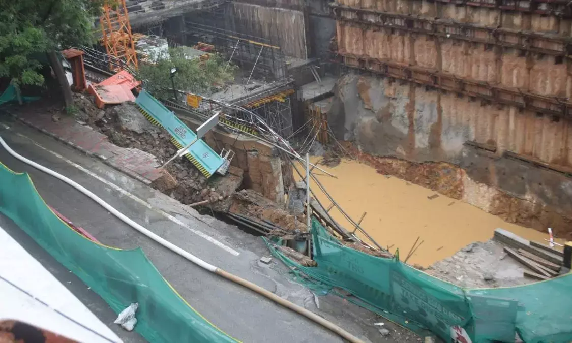Wall Collapse Under Masoodpur Flyover Prompts Traffic Advisory in Delhi After Heavy Rains