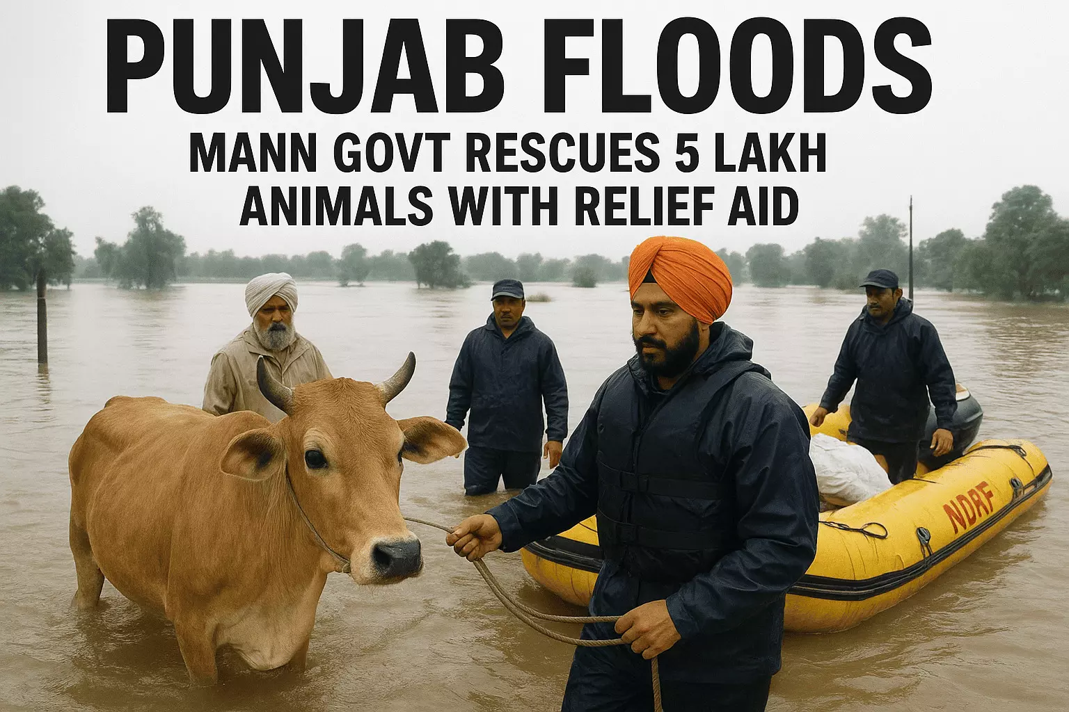 Punjab Floods: Mann Govt Rescues 5 Lakh Animals with Relief Aid