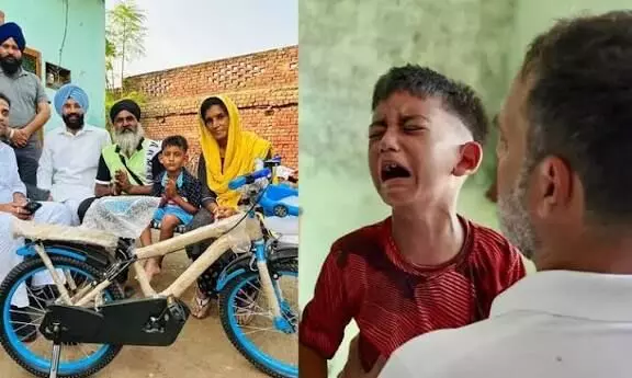 Rahul Gandhi Gifts New Bicycle to Flood-Hit Punjab Boy