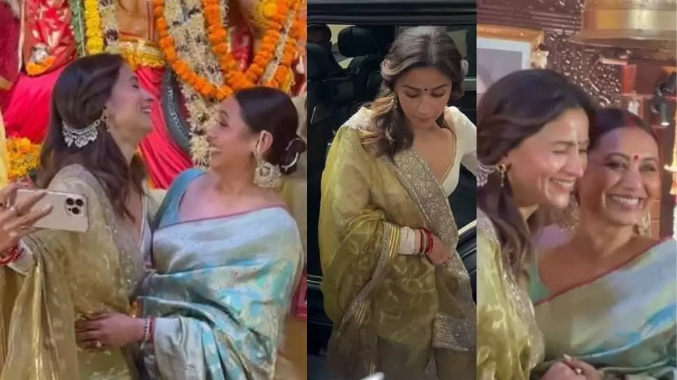 Alia Bhatt Joins Durga Puja Celebrations with Rani Mukerji and Kajols Family