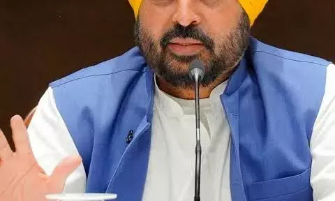 Chief Minister Bhagwant Mann addressing gathering at Dhuri during launch of second phase of Chief Minister’s Pilgrimage Scheme.