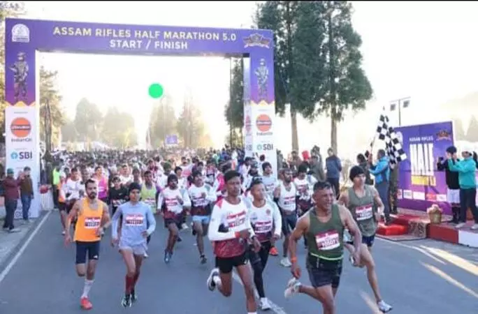 Over 3,000 Runners Take Part in 5th Assam Rifles Half Marathon in Meghalaya Over 3,000 Runners Take Part in 5th Assam Rifles Half Marathon in Meghalaya