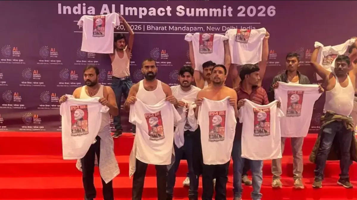 Youth Congress Strips Down at AI Summit; BJP Calls It Anti-India Youth Congress Strips Down at AI Summit; BJP Calls It Anti-India