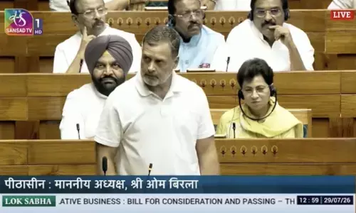 Leader of Opposition Rahul Gandhi speaks in the Lok Sabha during the Monsoon Session debate on the anti-paper leak bill, July 29, 2026 Leader of Opposition Rahul Gandhi speaks in the Lok Sabha during the Monsoon Session debate on the anti-paper leak bill, July 29, 2026