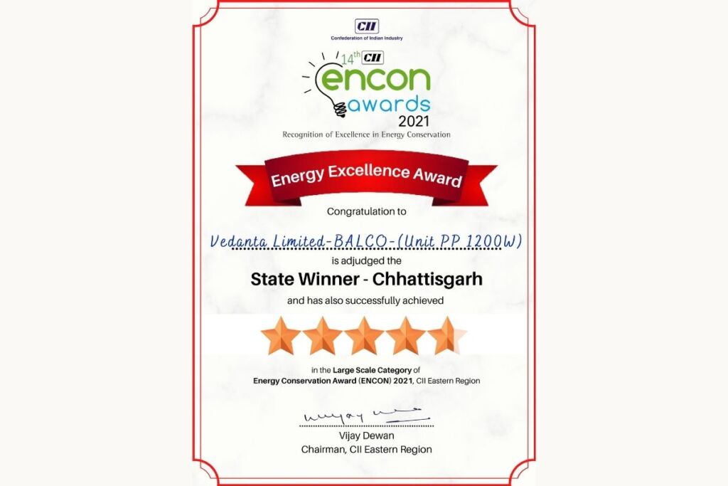 BALCO’s Power Plants Win CII ENCON Awards 2021