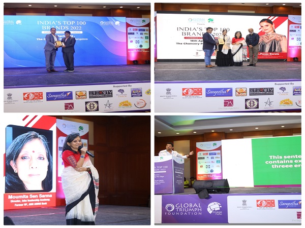 Indias Top  100 Brands - 2022: GAINING THE  EDGE, organized by Global Triumph Foundation and Image Planet