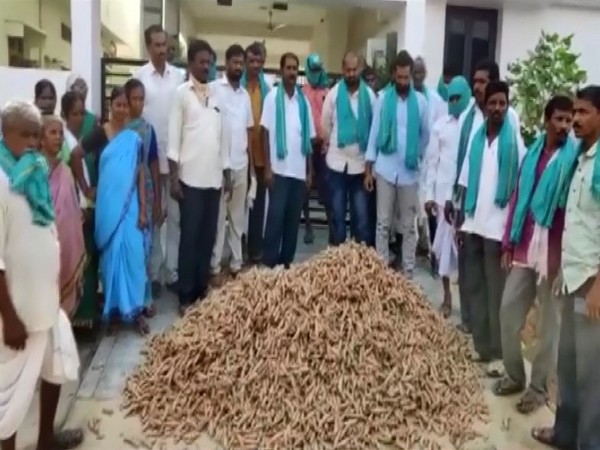 Farmers dump turmeric produce outside BJP MP Arvinds residence