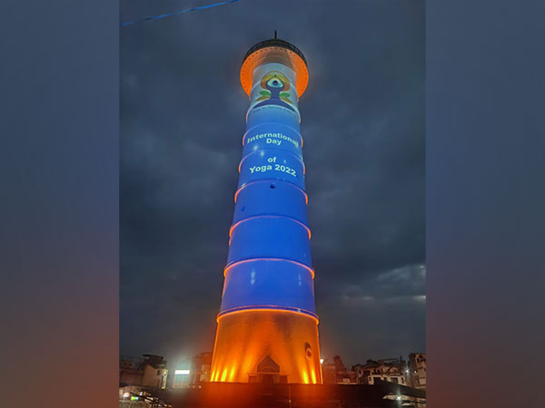 Nepals iconic Dharahara gets illuminated amid Yoga Day celebrations