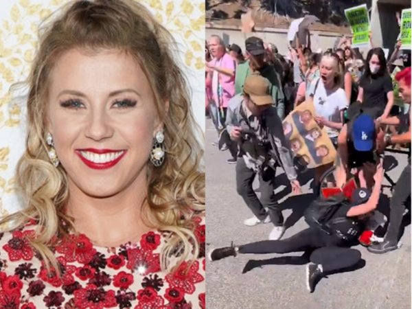Full House star Jodie Sweetin thrown to ground by LAPD at protest for abortion rights