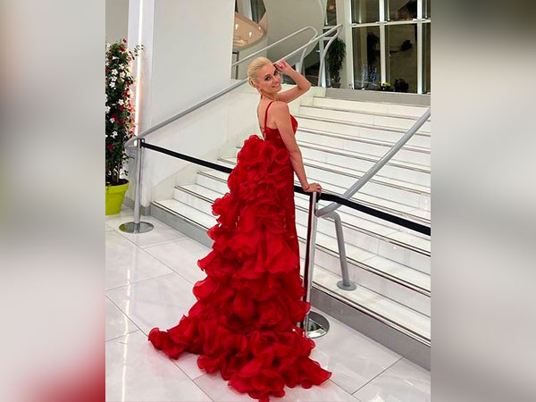 Top UK Model Ingrida Ilgine dazzles in a stunning handcrafted Sanjukta Dutta ensemble at the 75th Edition of the Cannes Film Festival 2022