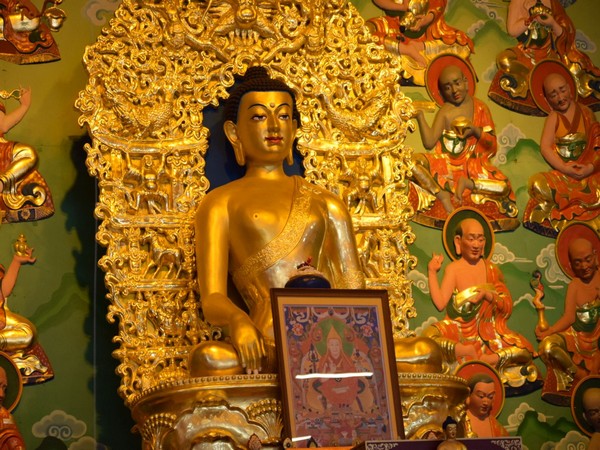 Lord Buddhas Holy Relics displayed at Ganden Monastery in Mongolia