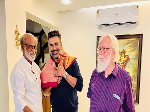 Watch: R. Madhavan seeks Rajinikanths blessing, touches his feet