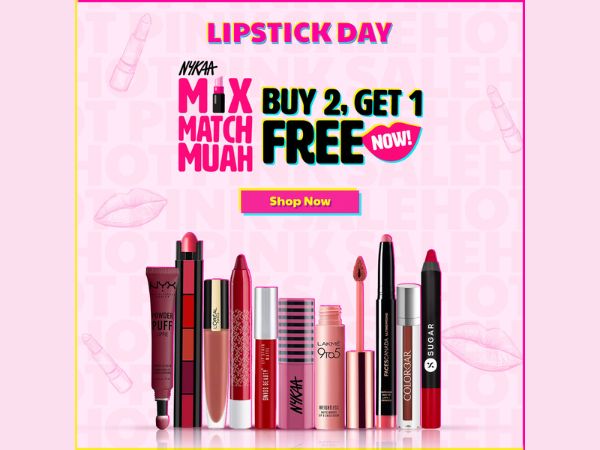 Celebrate Lipstick Day the Nykaa way! Buy 2 and get 1 free only on 28th &amp; 29th July during the Nykaa Hot Pink Sale