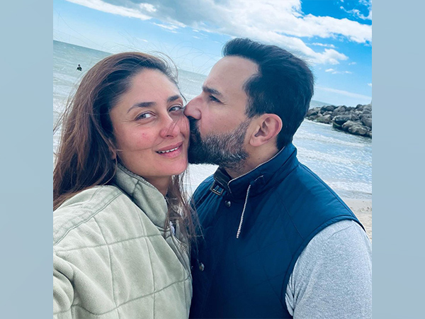 Kareena Kapoor Khan gets a kiss of love from Saif Ali Khan at English Channel