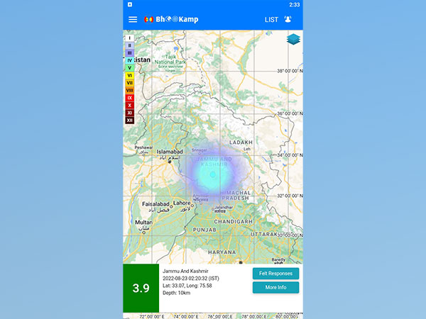 Earthquake of magnitude 3.9 hits  J-Ks Katra