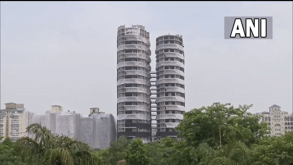 Noida twin towers come crashing down after use of 3,700 kg explosives