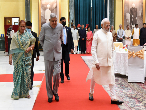 Vice President Jagdeep Dhankhar attends At Home reception hosted by Prez Murmu