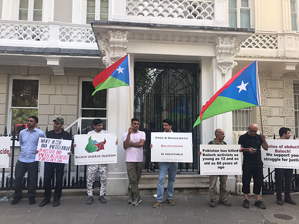 Baloch protest outside Pak High Commission in London to mark August 14 as Black Day